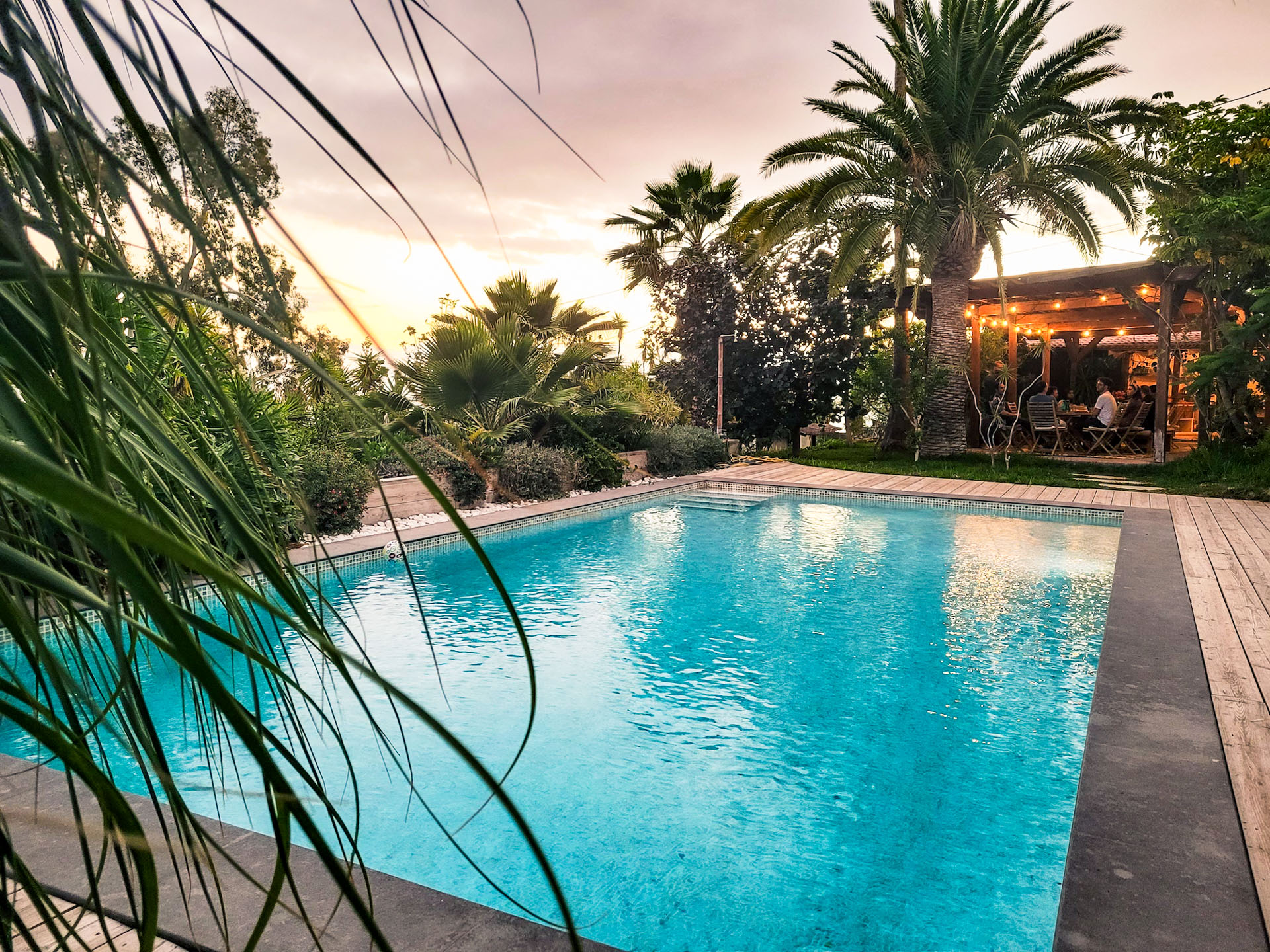 Photo of the pool in the evening at Symbiosis Living